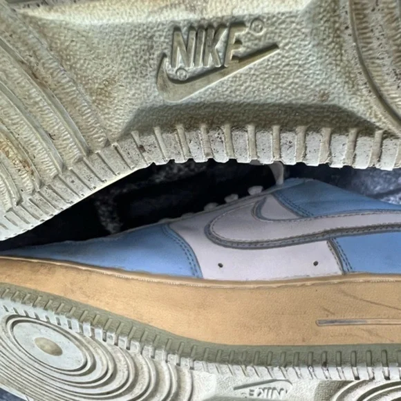 Vintage NIKE Air Force 1 Low Baby Sky Blue & White on Gum & Green - Picture 13 of 15